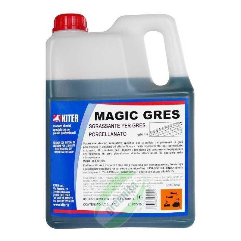 Kiter - Magic Gres - Detergente Specifico per Pavimenti in Gres Porcellanato - Tanica da 3 L - 1