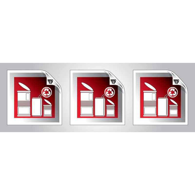 Set 3 Etichette Adesive Rosso Metallo