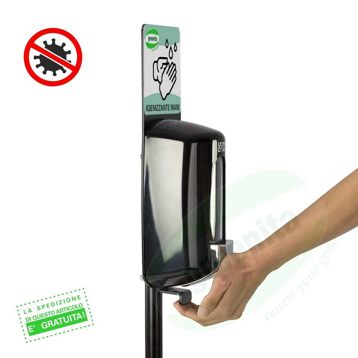 Colonnina Igienizzante con Dispenser per Gel Igienizzante/Disinfettante Mani - FINITURA METALLO CROMATO - 2