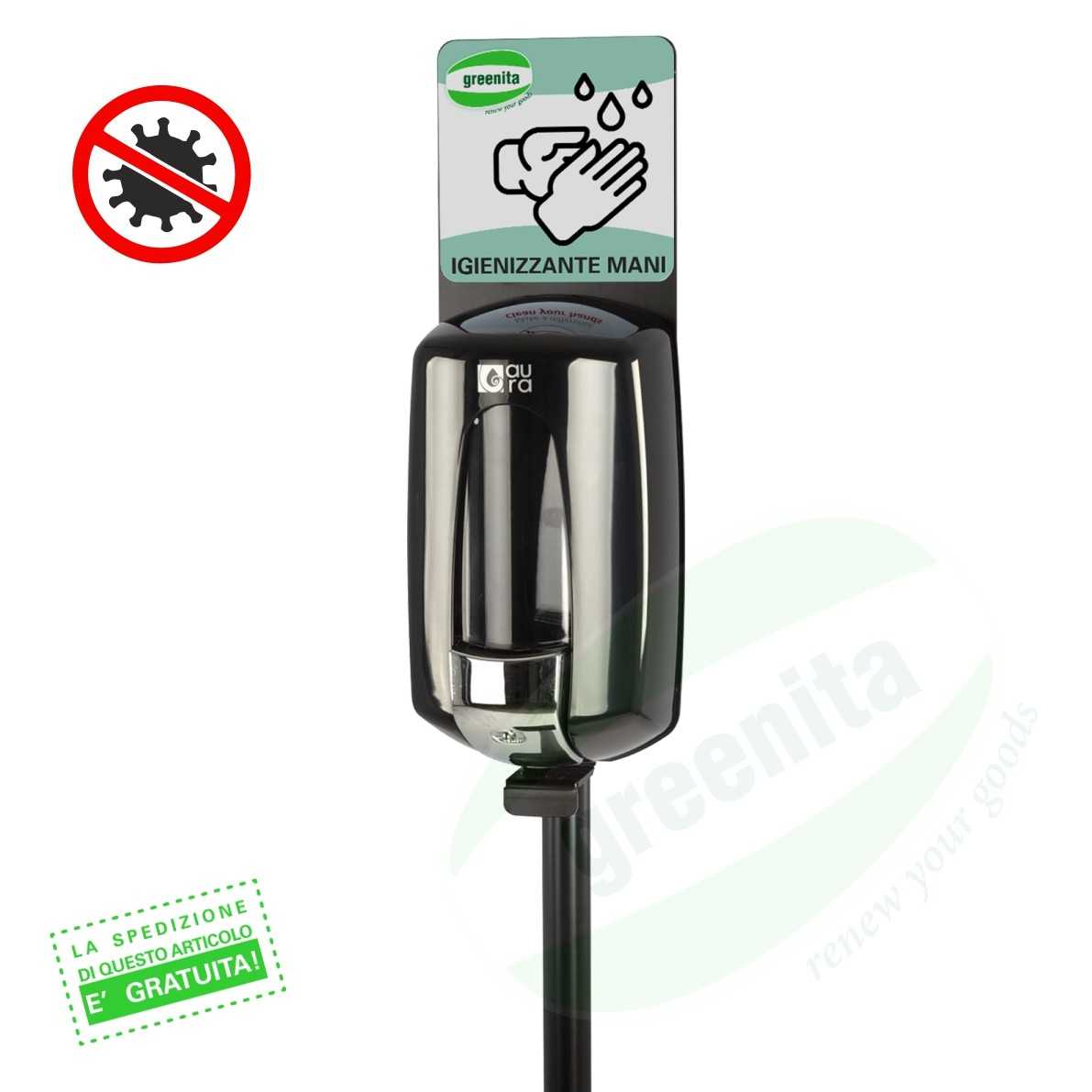 Colonnina Igienizzante con Dispenser per Gel Igienizzante/Disinfettante Mani - FINITURA METALLO CROMATO - 3