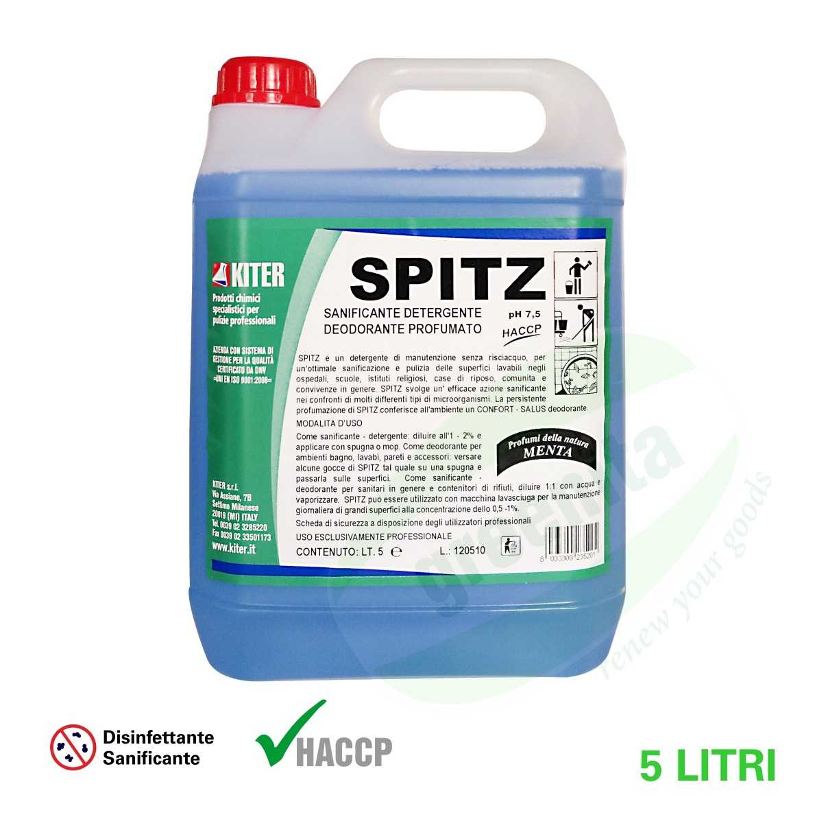 Kiter - Spitz - Detergente Igienizzante Sali di Ammonio - Tanica da 5L