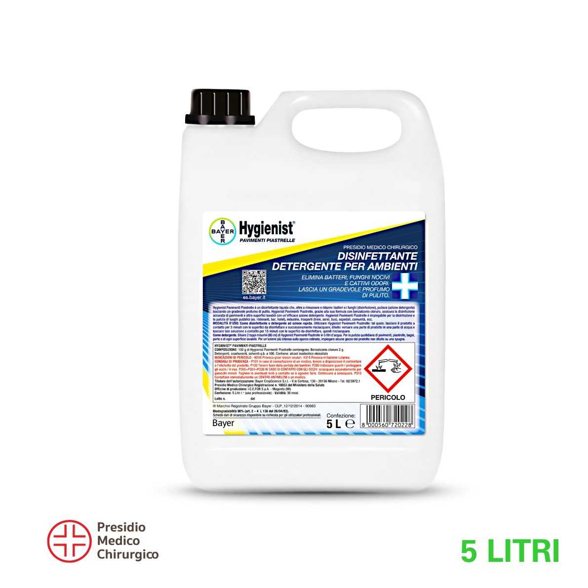 Bayer - Hygienist Pavimenti e Piastrelle - Disinfettante - Tanica 5L - 1