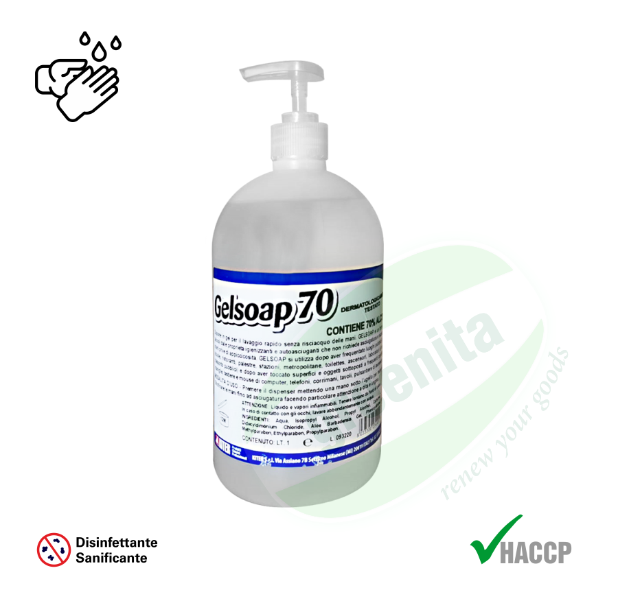 Kiter - GelSoap 70 - Gel Igienizzante Mani 70% alcool - 1