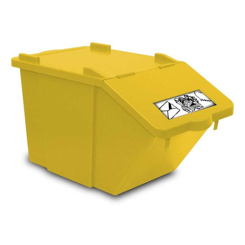 TTS - Pattumiera Split L 45 Giallo Per Plastica con Targhetta