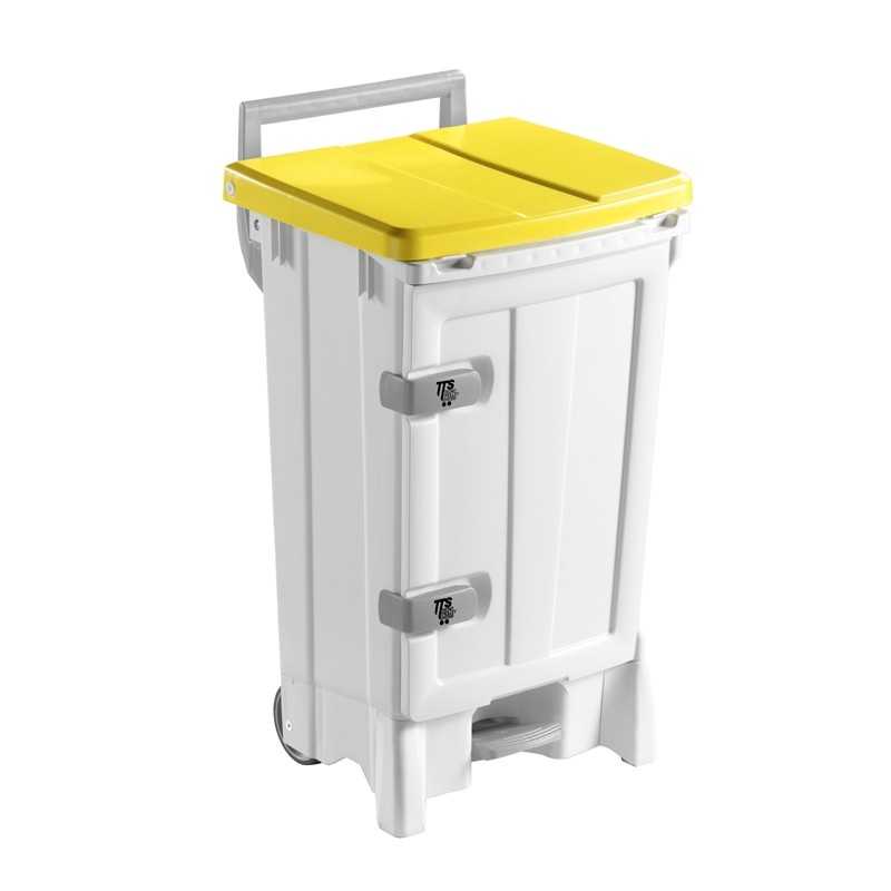 TTS - Pattumiera Open-Up Beige L 90 con Porta Coperchio Giallo