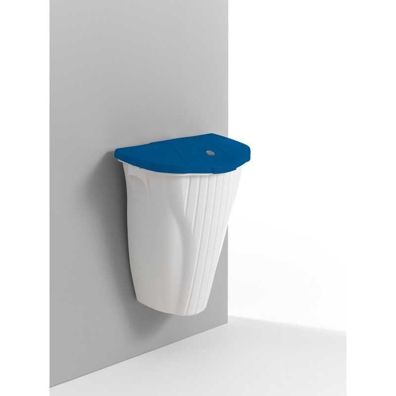 TTS - Pattumiera Wall-Up Bianca con Coperchio Blu