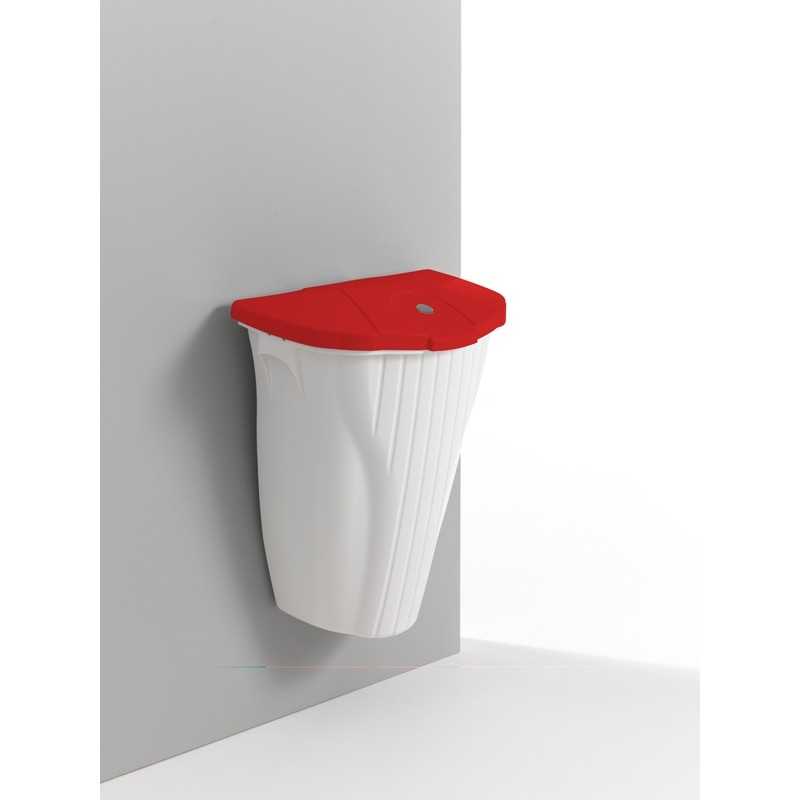 TTS - Pattumiera Wall-Up Bianca con Coperchio Rosso