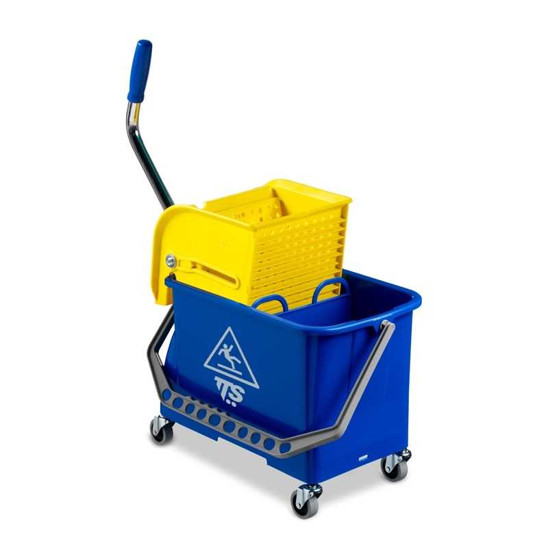 TTS - Double Bucket Tts Blu L 20 con Divisorio Ruote -TTS - Strizzatore