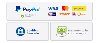 Pagamenti con Paypal, Bonifico Bancario, Carte di Credito